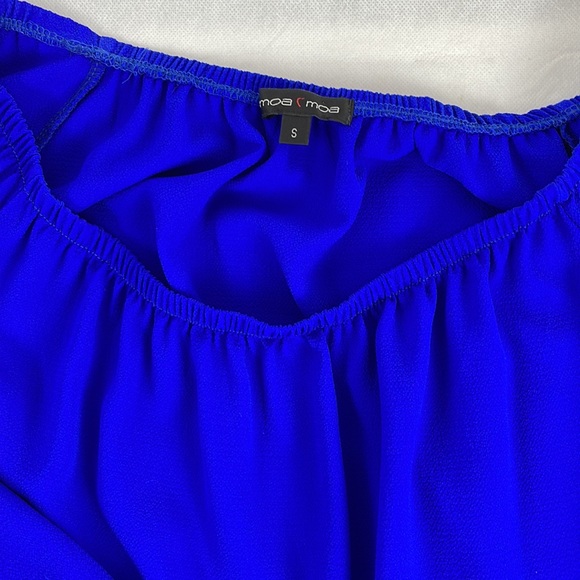 Royal Blue Off the Shoulder Top Flounce Cuff & Hem - Picture 5 of 6